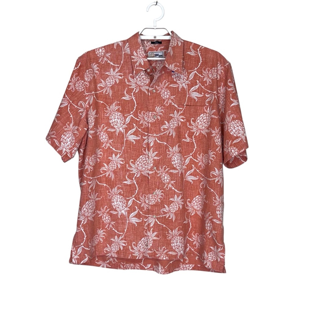 Reyn Spooner Men’s Hawaiian Shirt Short Sleeve Camp Button Down Orange Coral XL